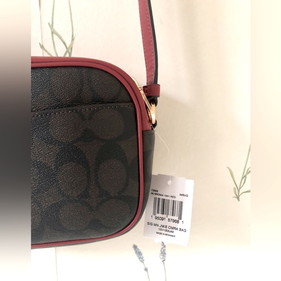 *SOLD* NWT COACH Mini Jamie Camera Bag In Signature Canvas, Gold/Brown 1941 Red - Picture 11 of 16
